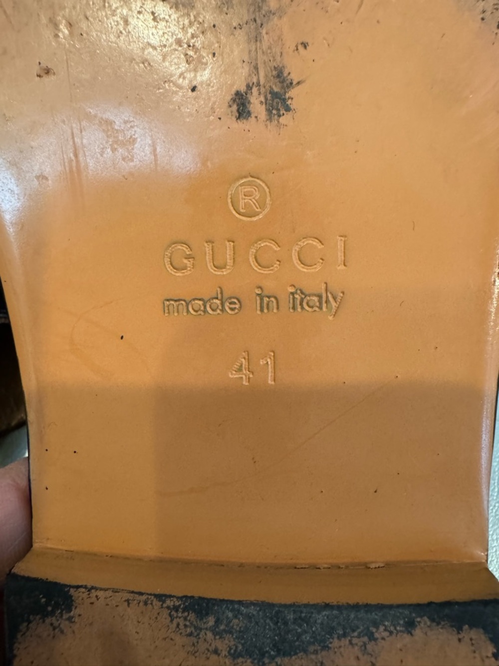 Gucci black Leather Logo-Stamped Heel - Picture 3 of 6